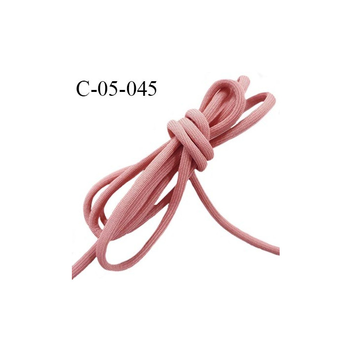 Cordon 5 mm très solide jersey couleur rose avec cordon intérieur de 4 mm de diamètre prix au mètre