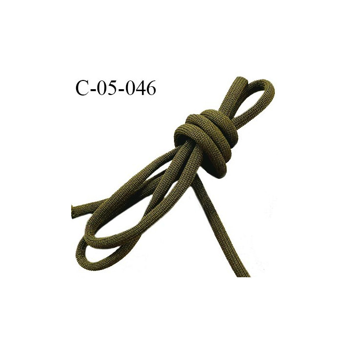 Cordon 5 mm très solide jersey couleur vert kaki avec cordon intérieur de 4 mm de diamètre prix au mètre