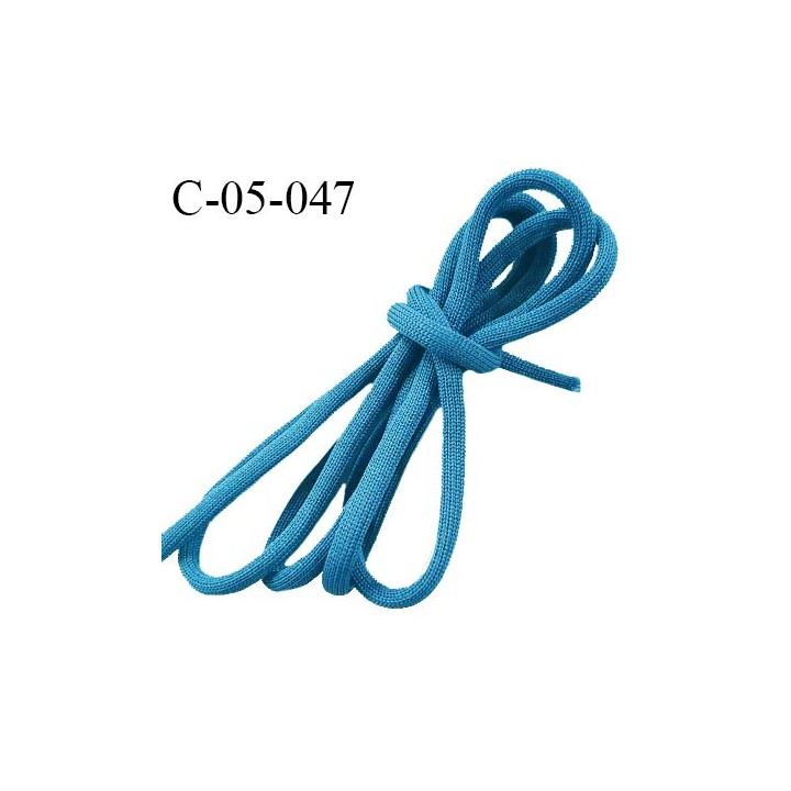 Cordon 5 mm très solide jersey couleur bleu avec cordon intérieur de 4 mm de diamètre prix au mètre