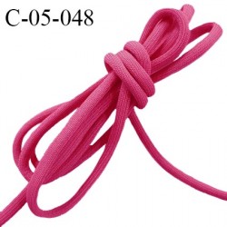 Cordon 5 mm très solide jersey couleur rose fucshia avec cordon intérieur de 4 mm de diamètre prix au mètre