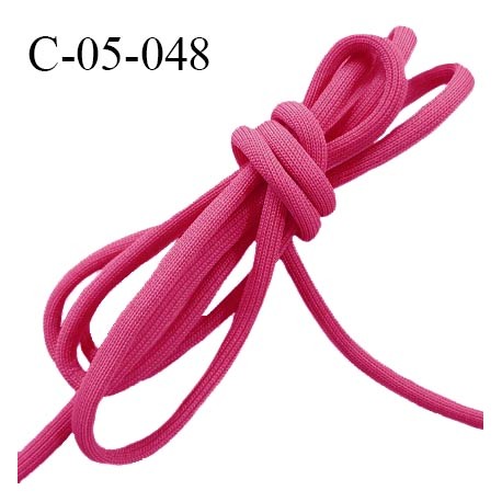 Cordon 5 mm très solide jersey couleur rose fuchsia avec cordon intérieur de 4 mm de diamètre prix au mètre