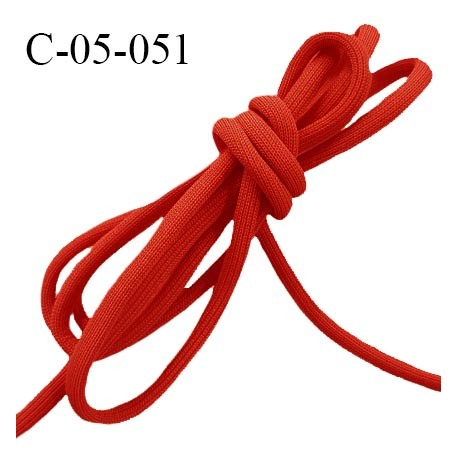 Cordon 5 mm très solide jersey couleur rouge avec cordon intérieur de 4 mm de diamètre prix au mètre