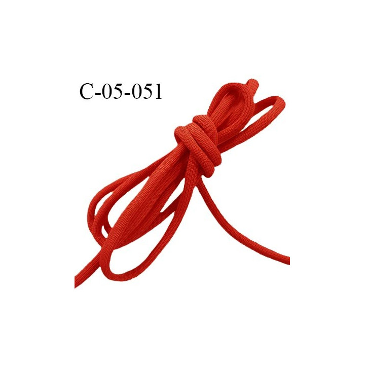 Cordon 5 mm très solide jersey couleur rouge avec cordon intérieur de 4 mm de diamètre prix au mètre