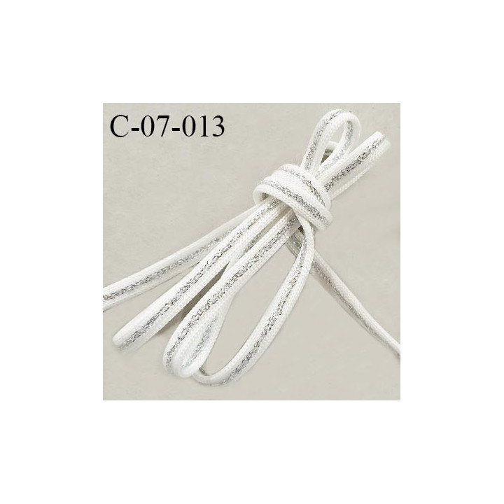 Cordon galon lacet largeur 7 mm couleur naturel avec liseré argenté prix au mètre