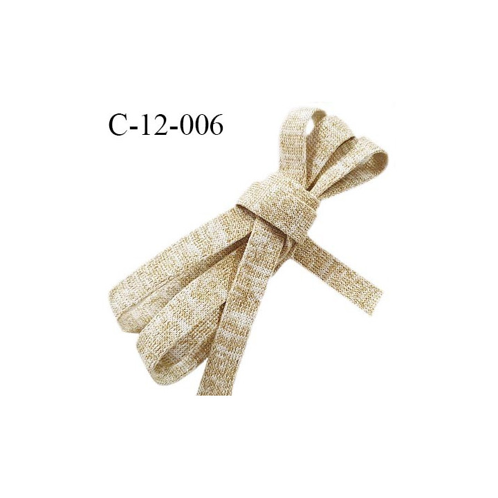 Cordon galon lacet tube largeur 12 mm couleur naturel et doré prix au mètre