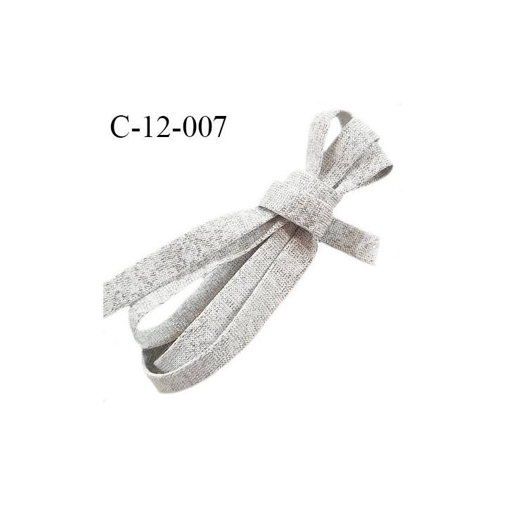 Cordon galon lacet tube largeur 12 mm couleur naturel et argenté prix au mètre