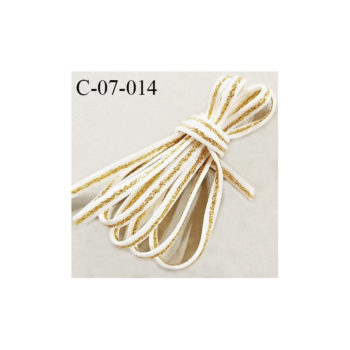 Cordon galon lacet largeur 7 mm couleur naturel avec liseré doré prix au mètre
