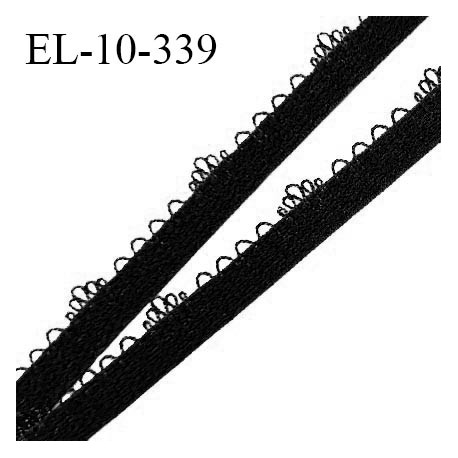 Elastique lingerie 10 mm picot haut de gamme couleur noir largeur 10 mm avec picots allongement +120% prix au mètre