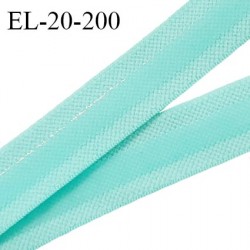 Elastique anti glisse 20 mm couleur vert turquoise bonne élasticité allongement +100% largeur 20 mm prix au mètre