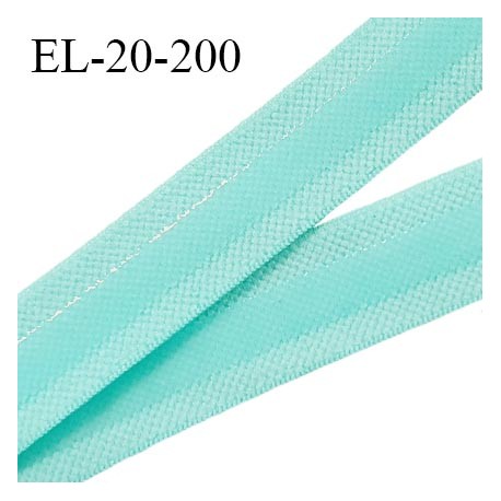 Elastique anti glisse 20 mm couleur vert turquoise bonne élasticité allongement +100% largeur 20 mm prix au mètre