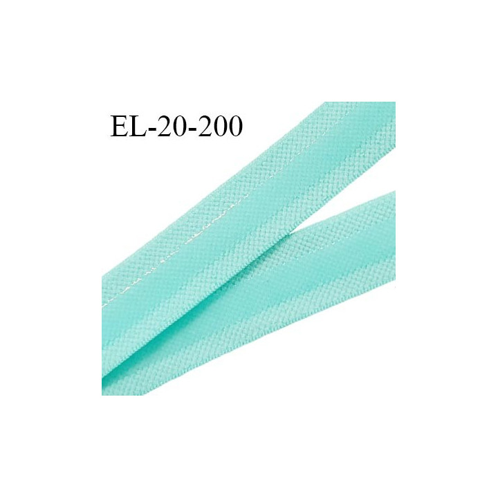 Elastique anti glisse 20 mm couleur vert turquoise bonne élasticité allongement +100% largeur 20 mm prix au mètre