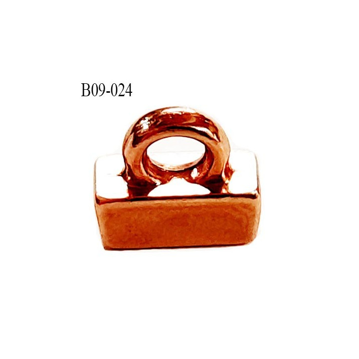 Bouton en métal 9 mm rectangle  largeur 9 mm accroche avec un anneau hauteur total avec anneau 8.2 mm prix a la pièce