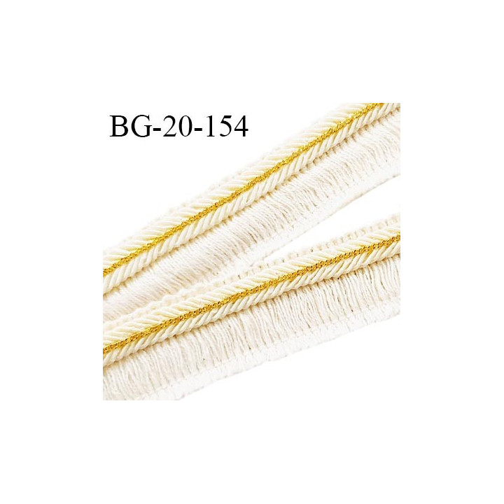 Galon frange 20 mm couleur beige avec chaînette couleur or largeur de la bande 20 mm prix au mètre
