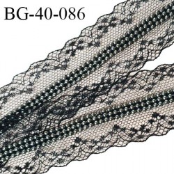 Galon ruban dentelle 40 mm couleur noir avec bande perles couleur chrome largeur 8 mm prix au mètre