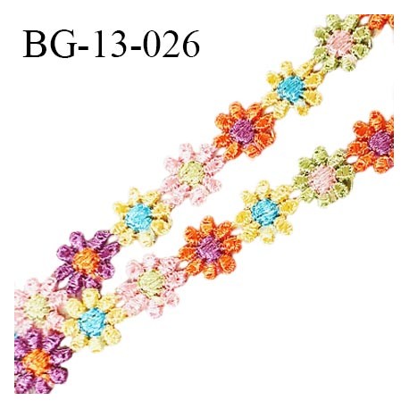 Galon ruban guipure 13 mm motif fleurs multicolores largeur 13 mm prix au mètre