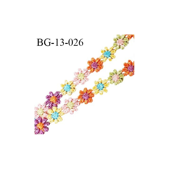 Galon ruban guipure 13 mm motif fleurs multicolores largeur 13 mm prix au mètre