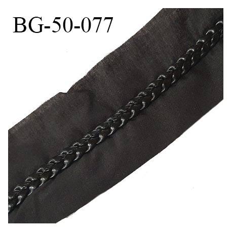 Galon ruban 50 mm tresse simili cuir largeur 7 mm sur tissu noir prix au mètre