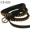 Ceinture 105 cm façon cuir tressé couleur noir avec chaîne couleur or et boucle couleur or longueur 105 cm prix à l'unité