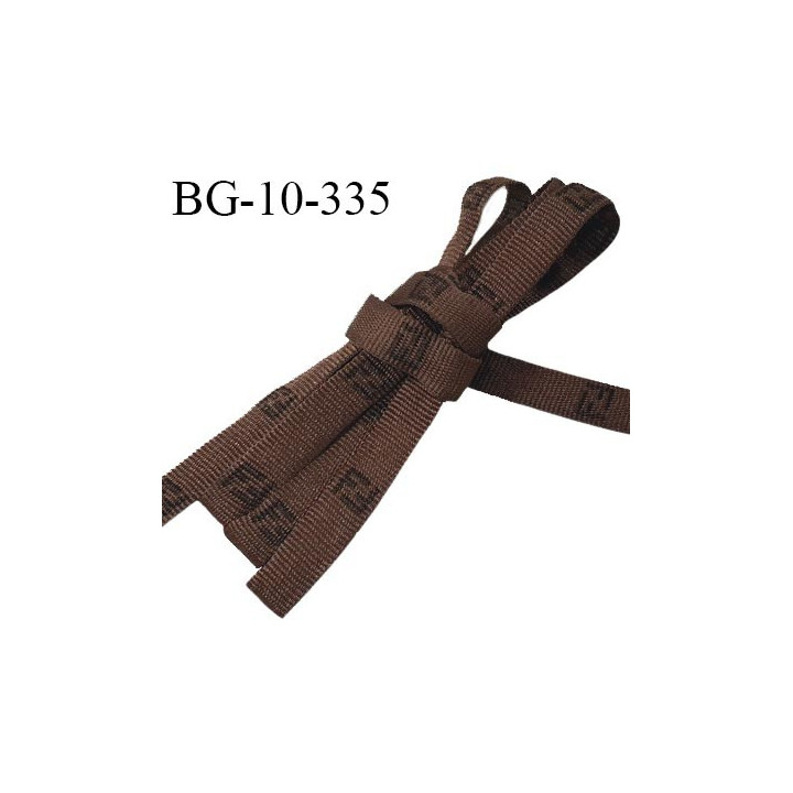 Galon sangle couleur marron avec motifs largeur 10 mm prix au mètre
