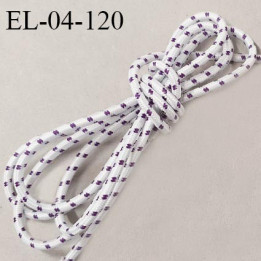 Elastique cordon 4 mm couleur naturel et violet lumineux diamètre 4 mm prix au mètre