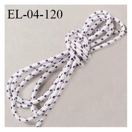 Elastique cordon 4 mm couleur naturel et violet lumineux diamètre 4 mm prix au mètre