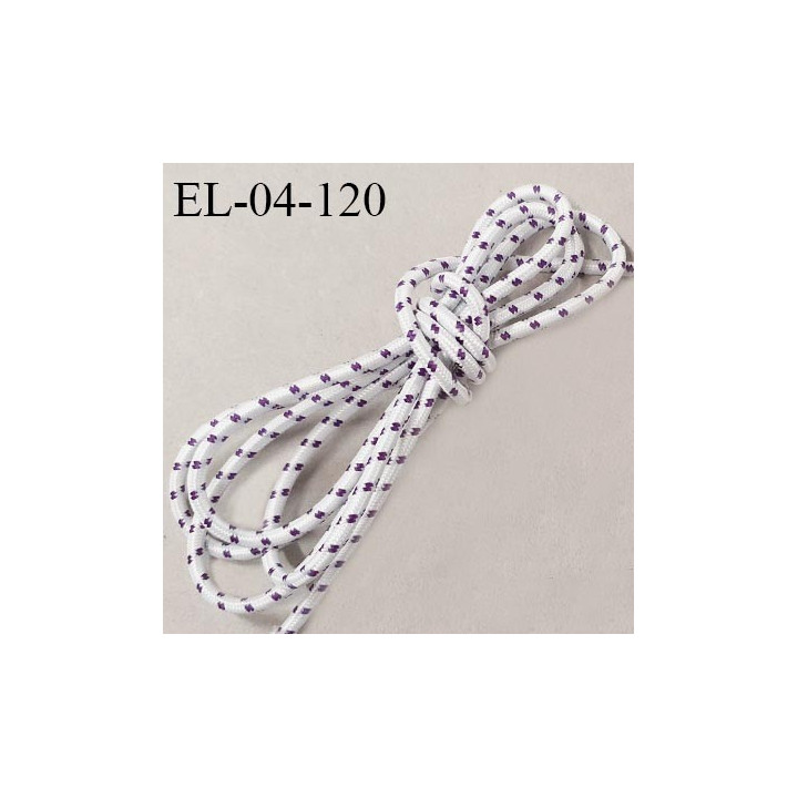Elastique cordon 4 mm couleur naturel et violet lumineux diamètre 4 mm prix au mètre