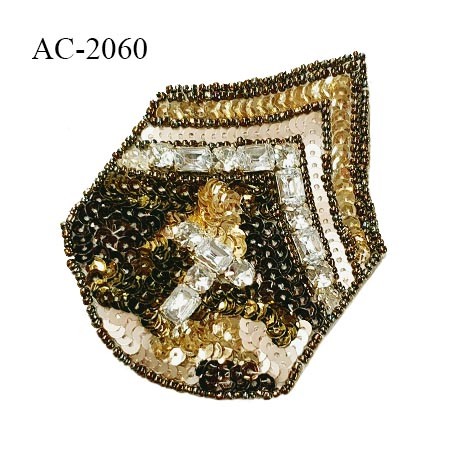 Décor motif sequins brodés à coudre largeur 6.5 cm hauteur 9 cm prix à la pièce