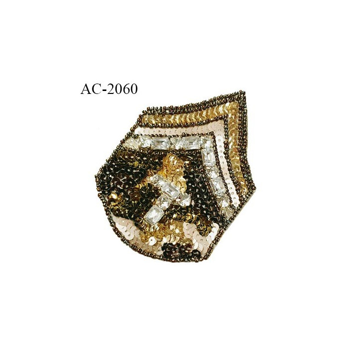 Décor motif sequins brodés à coudre largeur 6.5 cm hauteur 9 cm prix à la pièce