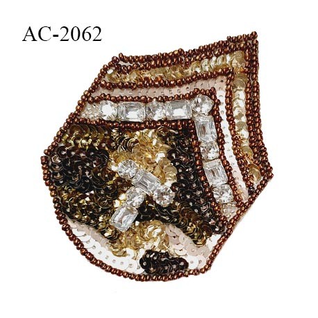 Décor motif sequins brodés à coudre largeur 6.5 cm hauteur 9 cm prix à la pièce