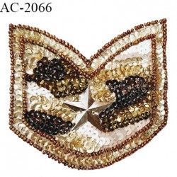 Décor ornement motif sequins brodés à coudre largeur 8 cm hauteur 8 cm prix à la pièce