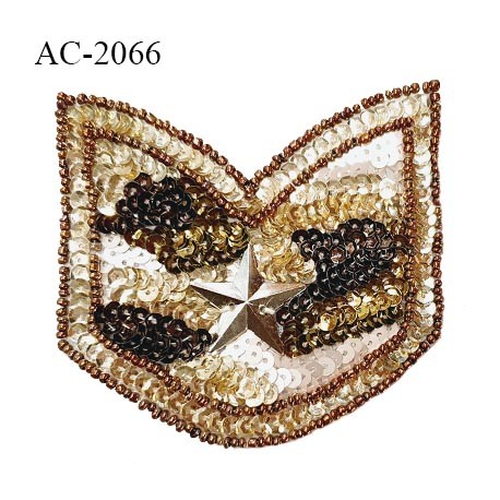 Décor ornement motif sequins brodés à coudre largeur 8 cm hauteur 8 cm prix à la pièce