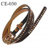 Ceinture 105 cm façon cuir couleur noir avec décor nuances de bronze laiton rose gold et argent prix à l'unité