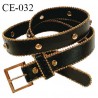 Ceinture 105 cm façon cuir couleur noir avec décor couleur or longueur 105 cm largeur 25 mm épaisseur 3 mm prix à l'unité