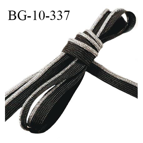 Passepoil 10 mm couleur noir et argenté largeur 10 mm avec lien cordon coton intérieur 2 mm prix du mètre