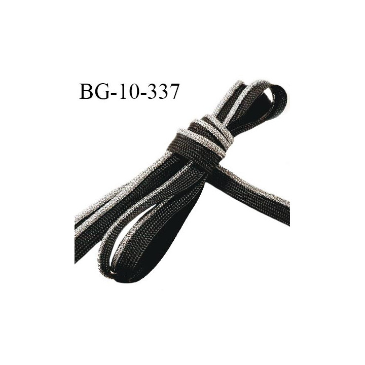 Passepoil 10 mm couleur noir et argenté largeur 10 mm avec lien cordon coton intérieur 2 mm prix du mètre