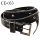 Ceinture 105 cm façon cuir couleur noir avec décor couleur chrome longueur 105 cm largeur 25 mm épaisseur 3 mm prix à l'unité