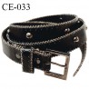 Ceinture 105 cm façon cuir couleur noir avec décor couleur chrome longueur 105 cm largeur 25 mm épaisseur 3 mm prix à l'unité