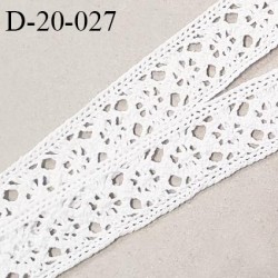 Dentelle crochet 20 mm couleur blanc largeur 20 mm prix au mètre