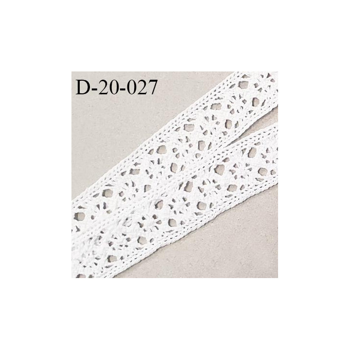 Dentelle crochet 20 mm couleur blanc largeur 20 mm prix au mètre