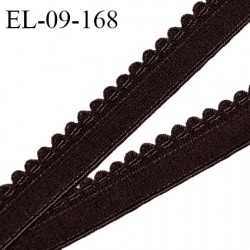 Elastique picot 9 mm lingerie couleur café ou wengé largeur 9 mm + 5 mm haut de gamme prix au mètre