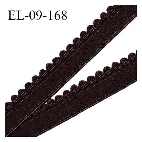 Elastique picot 9 mm lingerie couleur café ou wengé largeur 9 mm + 5 mm haut de gamme prix au mètre