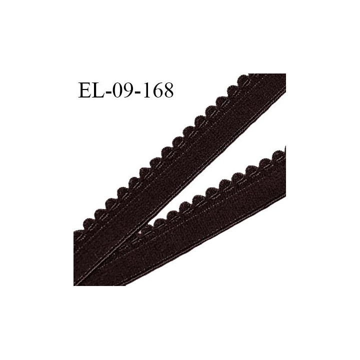Elastique picot 9 mm lingerie couleur café ou wengé largeur 9 mm + 5 mm haut de gamme prix au mètre