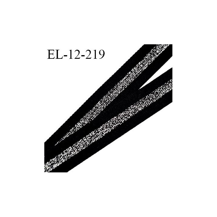 Elastique lingerie 12 mm haut de gamme couleur noir avec bande style lurex argenté largeur 12 mm prix au mètre