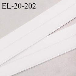 Elastique lingerie 20 mm pré plié couleur blanc légèrement brillant d'un côté largeur 20 mm prix au mètre
