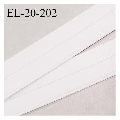 Elastique lingerie 20 mm pré plié couleur blanc légèrement brillant d'un côté largeur 20 mm prix au mètre