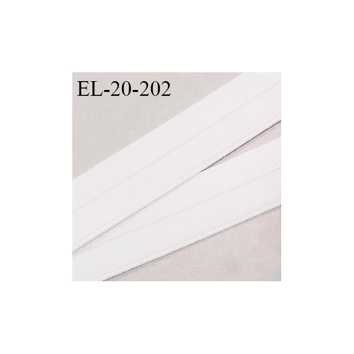Elastique lingerie 20 mm pré plié couleur blanc légèrement brillant d'un côté largeur 20 mm prix au mètre