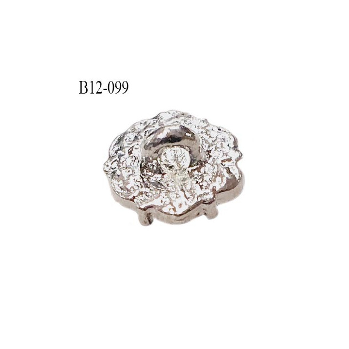 Bouton strass 12 mm forme de fleur couleur argent avec strass diamètre 12 mm accroche avec un anneau prix à la pièce