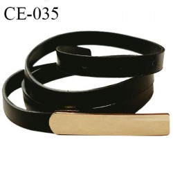 Ceinture 105 cm imitation cuir couleur noir avec boucle métal couleur or longueur 105 cm prix à l'unité