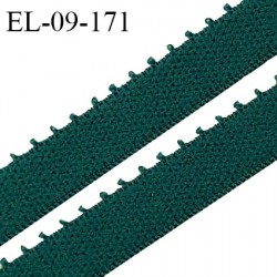 Elastique picot 9 mm lingerie couleur vert empire largeur 9 mm haut de gamme fabriqué en France allongement +110% prix au mètre