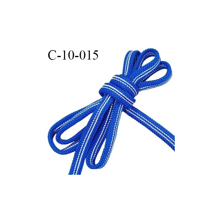 Cordon galon lacet tube largeur 10 mm couleur bleu et blanc prix au mètre